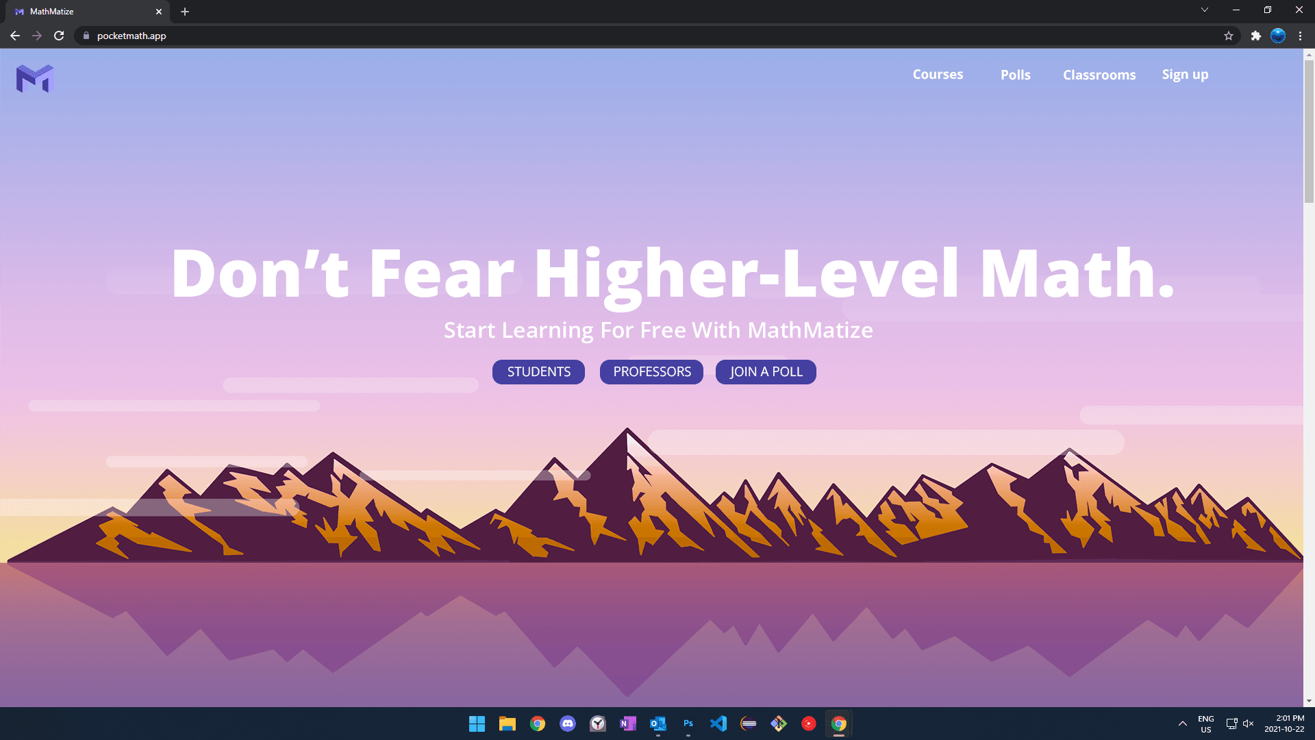 MathMatize landing page design