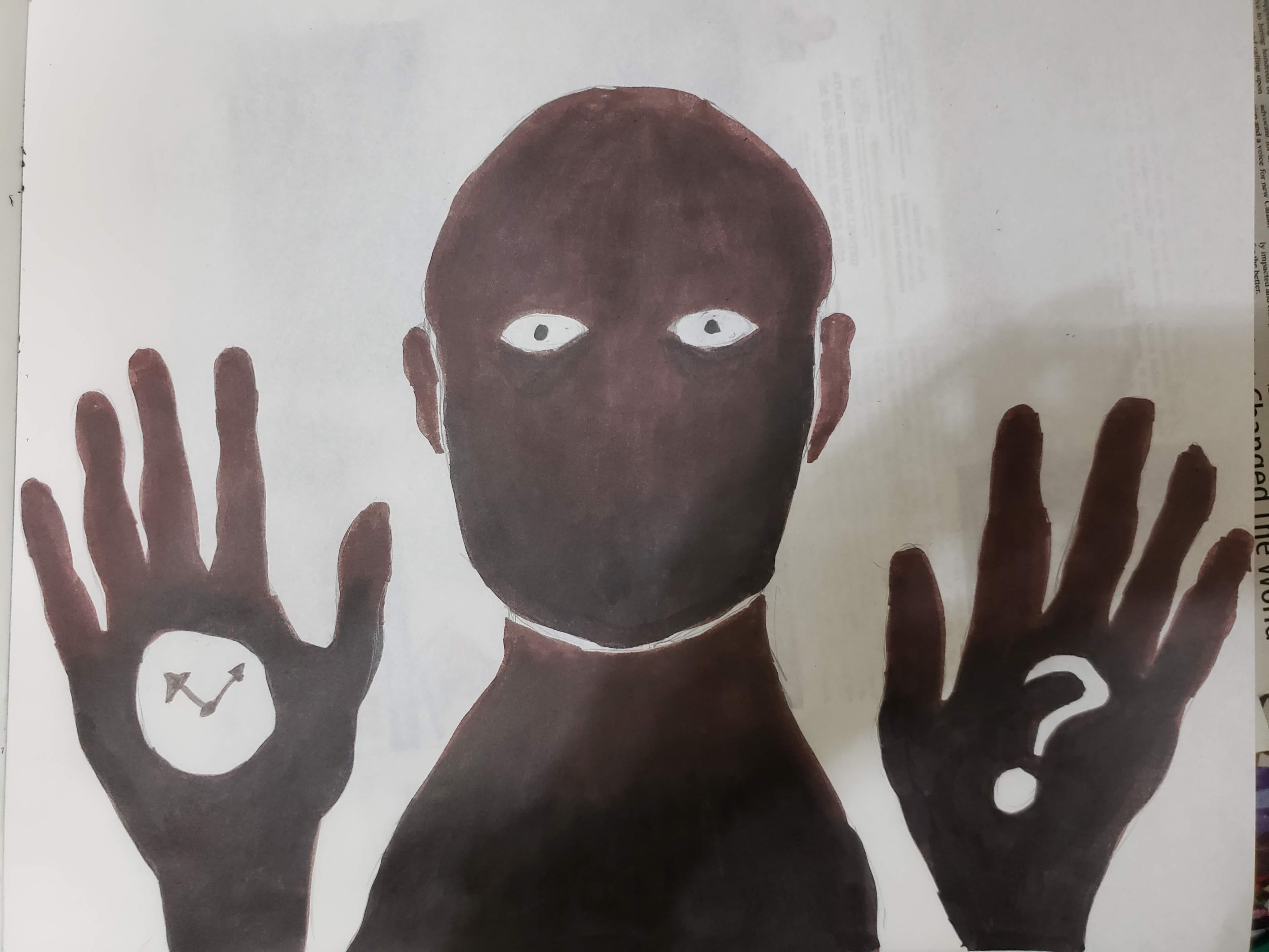 Silhouette figure painting