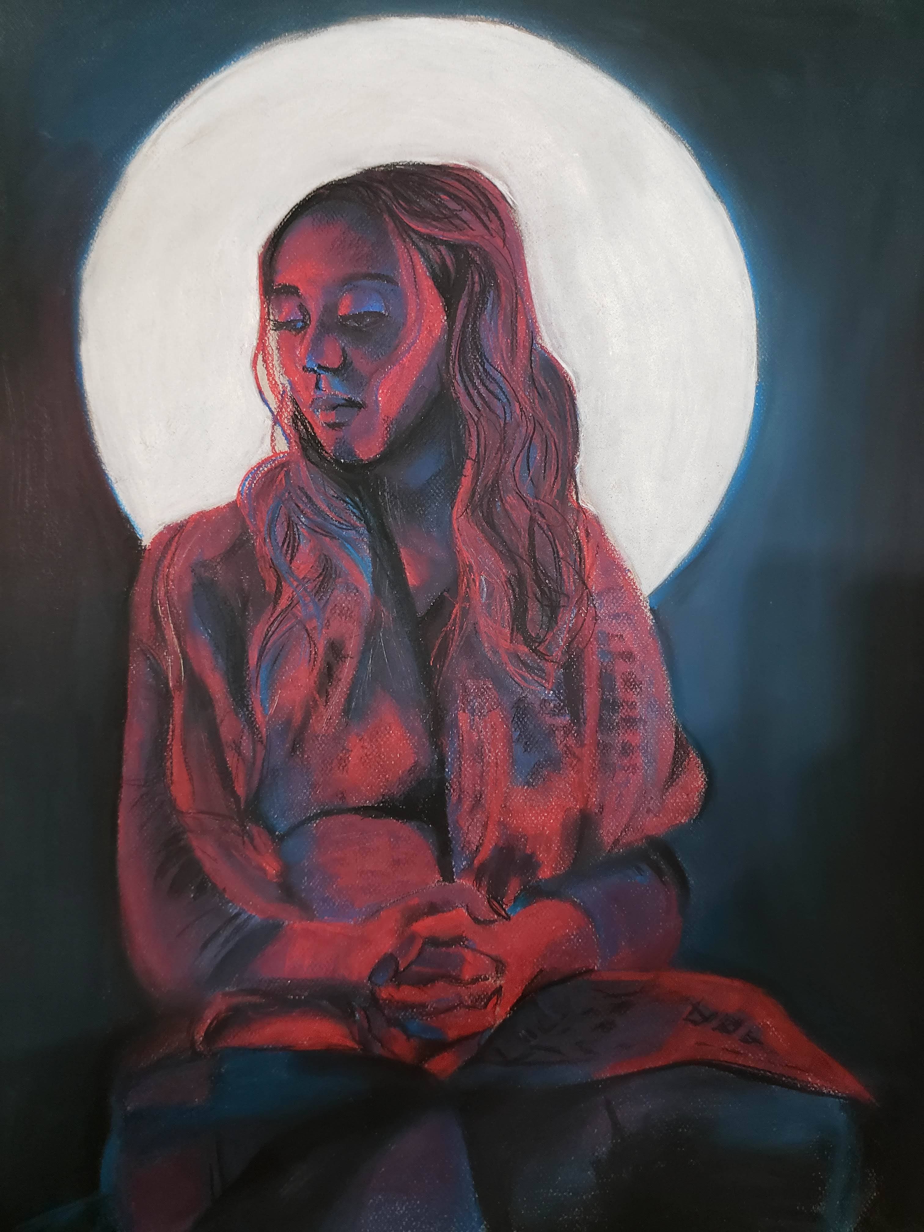 Woman with moon halo